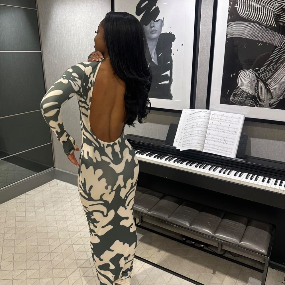 Micas Abstract Backless Maxi Dress
